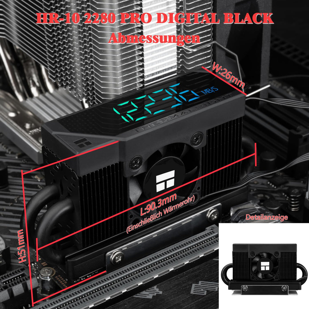 Thermalright TR HR10 2280 PRO Digital Black-Precision Solid-State Drive Temperature Monitoring, 2280