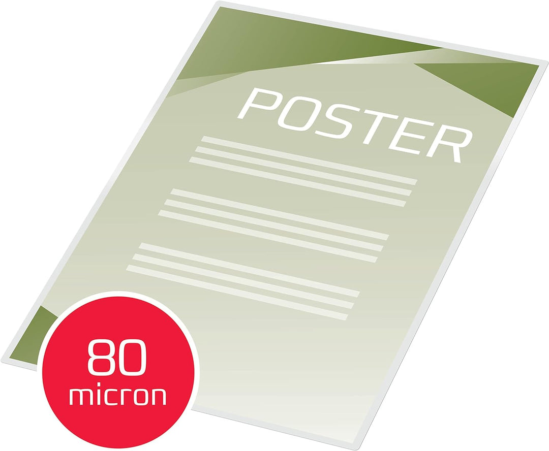 GBC Laminierfolien A2 80 mic, Robuste Laminiertaschen im 100er Pack, Grossformat, Glänzend, Transpar