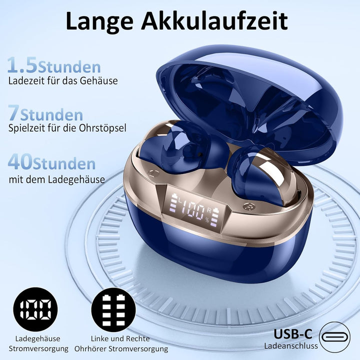 Bluetooth Kopfhörer, Kopfhörer Kabellos Bluetooth 5.4 HiFi-Klangqualität mit ENC Mikrofon, 47Std Spi
