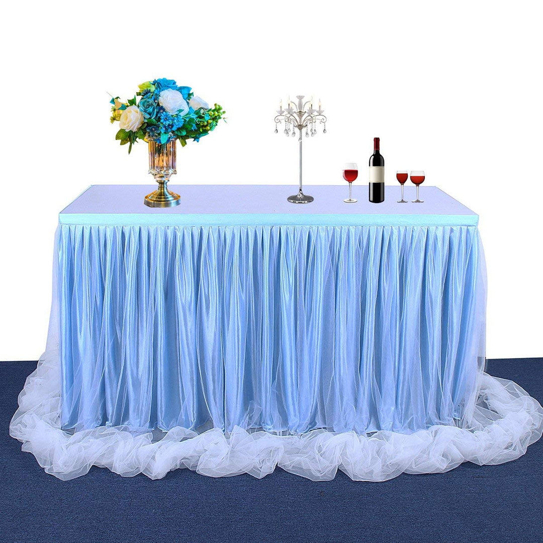 HBBMAGIC Rosa Tüll Tischrock Mit Licht, Single Langer Tüll Tischrock für Hochzeitsfeier Babyparty Br