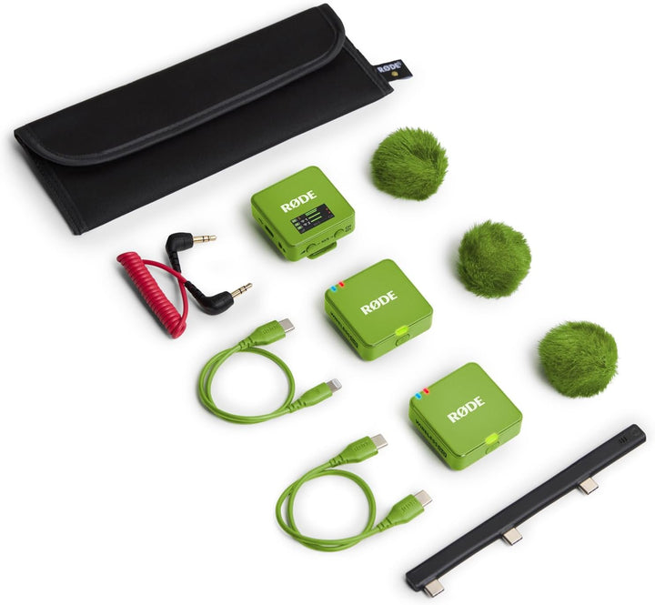 Rode Wireless GO Gen 3 Drahtloses 2-Kanal Mikrofon-Funksystem Grün mit Charge Case + 2X Lavalier GO
