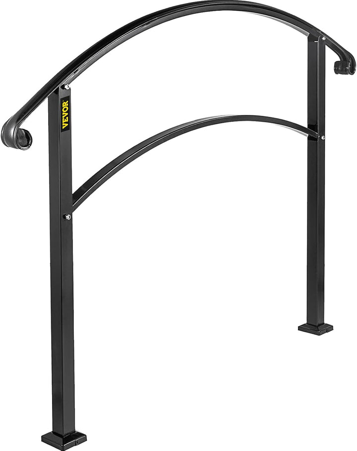 Happybuy 4-stufiger verstellbarer Handlauf passt 1 oder 4 Stufen Mattschwarze Treppenschiene schmied