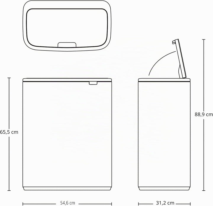 Brabantia Mülleimer, Weiss, 60 Liter 1 Inneneimer (60L) White, 1 Inneneimer (60L) White