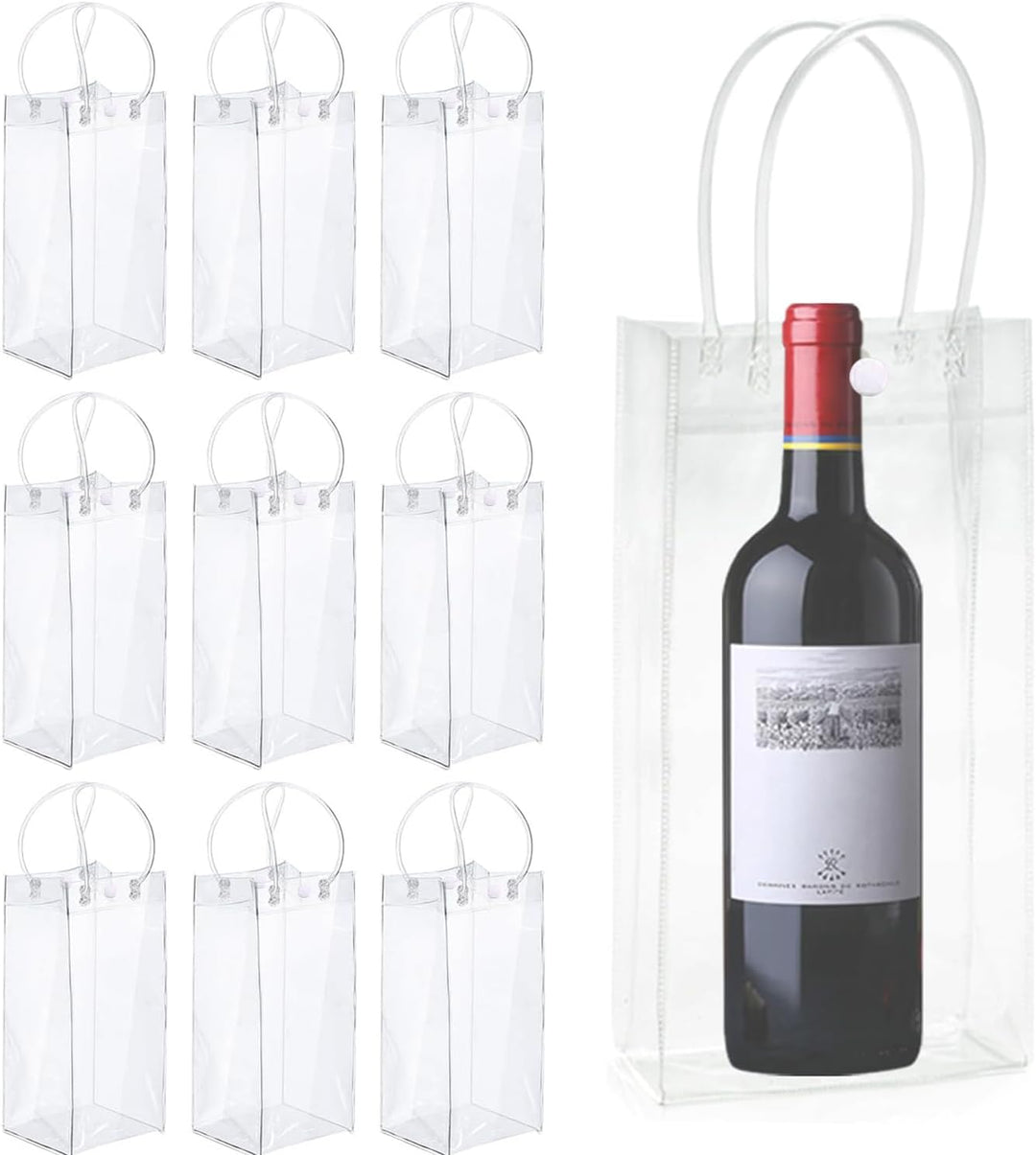 10 Stück Transparente Flaschenkühler, Flaschenkühler Ice Bag, PVC Champagner Eisbeutel, Wein Ice Bag
