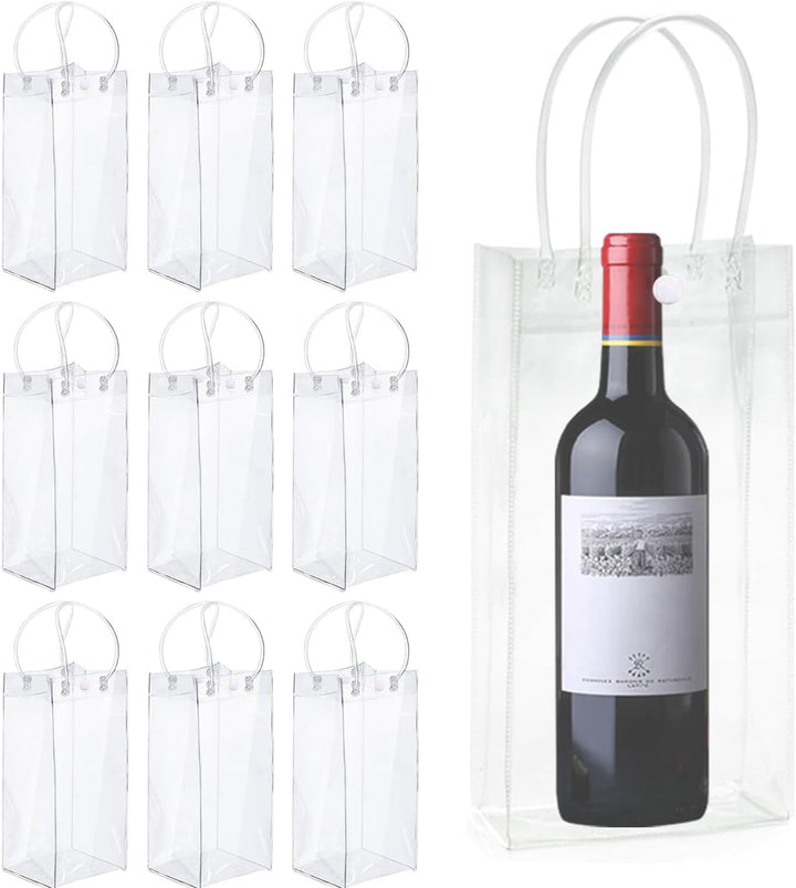 10 Stück Transparente Flaschenkühler, Flaschenkühler Ice Bag, PVC Champagner Eisbeutel, Wein Ice Bag