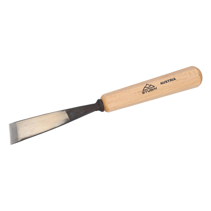 STUBAI Stemmeisen Stechbeitel Serie 52 - Form 2 | Gerades Balleisen, schräg - 20 mm, mit Holzgriff,