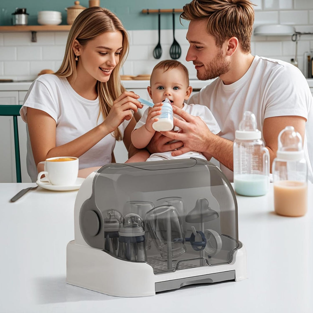 Abtropfgestell Für Babyflaschen Mit Abdeckung, Trockenständer Babyflaschen Mit Abnehmbarer Tropfscha