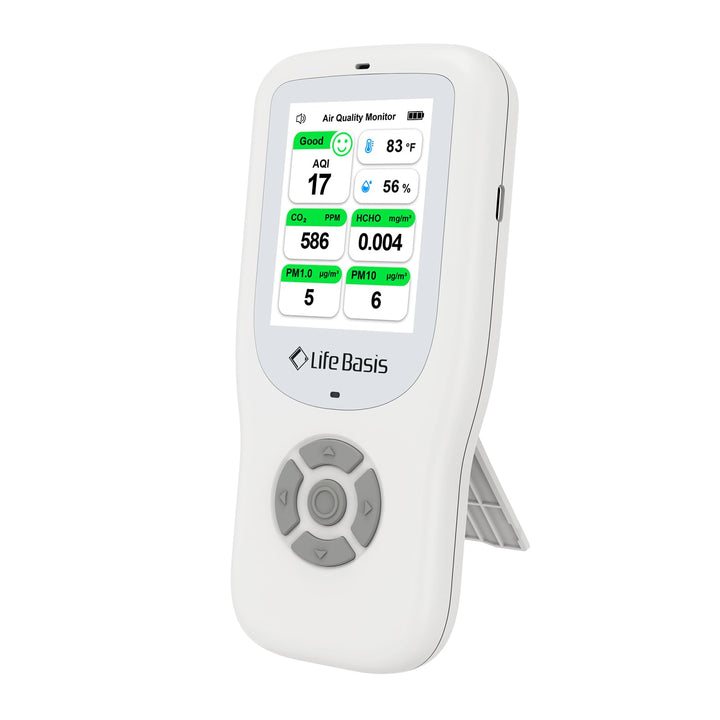 LifeBasis 10 in 1 RaumLuftqualitätsdetektor Formaldehyd-Detektor AQI-Verschmutzungsmonitor mit Tempe