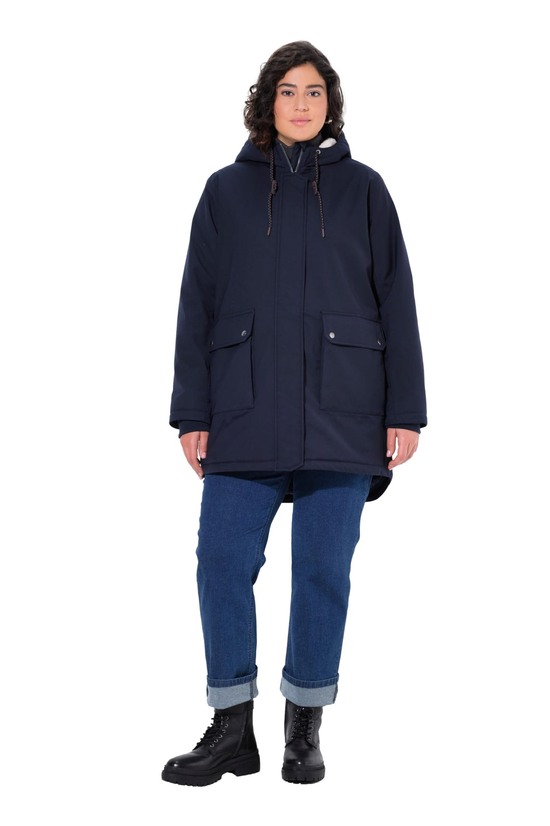 Ulla Popken Damen Hyprar Funktionsjacke mit Teddyfutter Jacken 46-48 marine, 46-48 marine