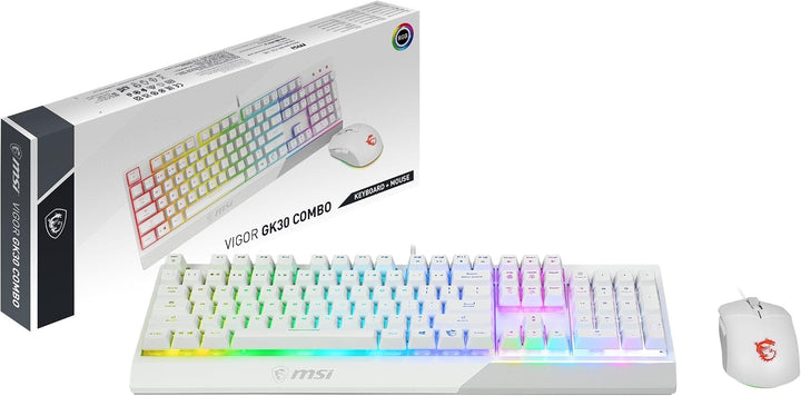 MSI Vigor GK30 Combo White DE GK30 Gaming Tastatur und GM11 Gaming Maus (kabelgebunden, Plunger Swit