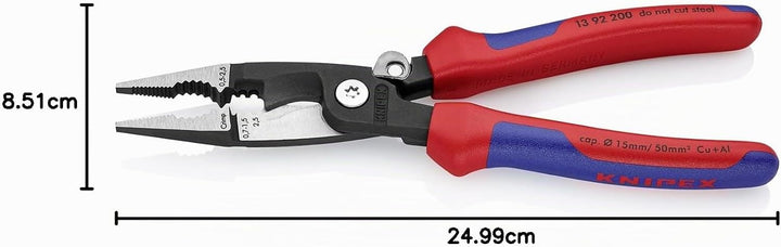 Knipex Elektro-Installationszange schwarz atramentiert, mit Mehrkomponenten-Hüllen 200 mm 13 92 200