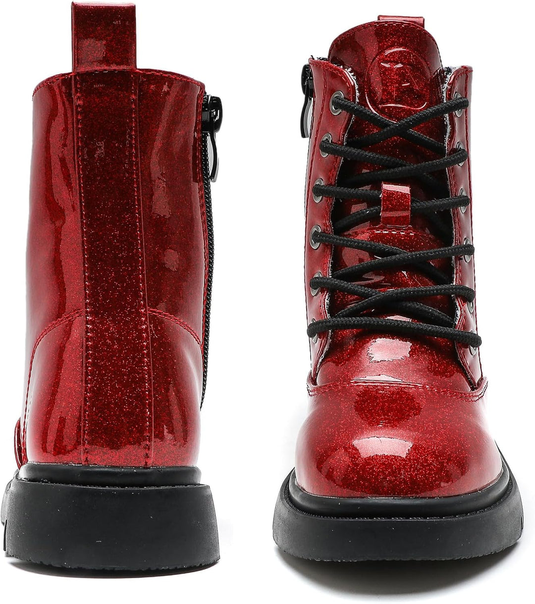 DADAWEN Jungen Stiefel wasserdichte Mädchen Schnürstiefeletten 35 EU Rot, 35 EU Rot