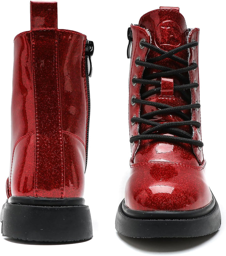 DADAWEN Jungen Stiefel wasserdichte Mädchen Schnürstiefeletten 35 EU Rot, 35 EU Rot