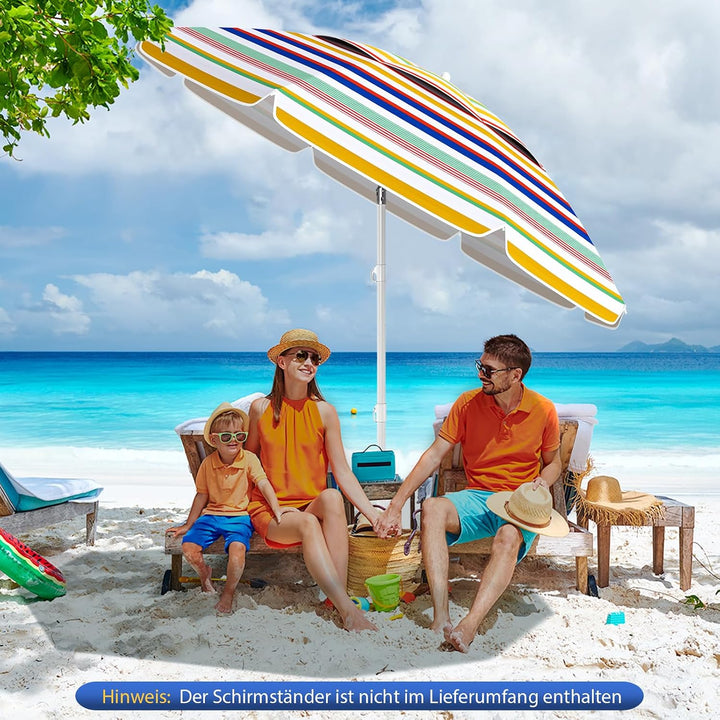 GOPLUS Strand Sonnenschirm, Strandschirm windfest stabil, Gartenschirm mit UPF 50+, Outdoor Sonnensc