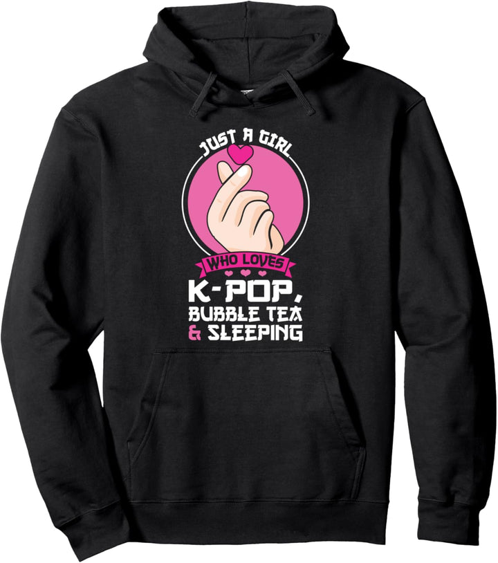 Mädchen, das K-Pop, Bubble Tea &amp; Schlafen Koreanische Musik Pullover Hoodie