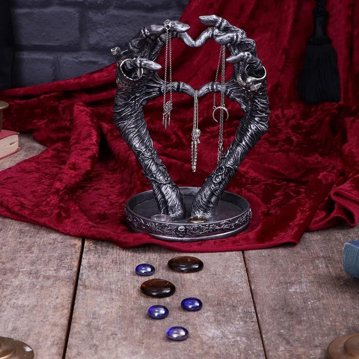 Nemesis Now Gothic Mummified Love Heart Hands Schmuckhalter für Schmuck, 22 cm, silberfarben