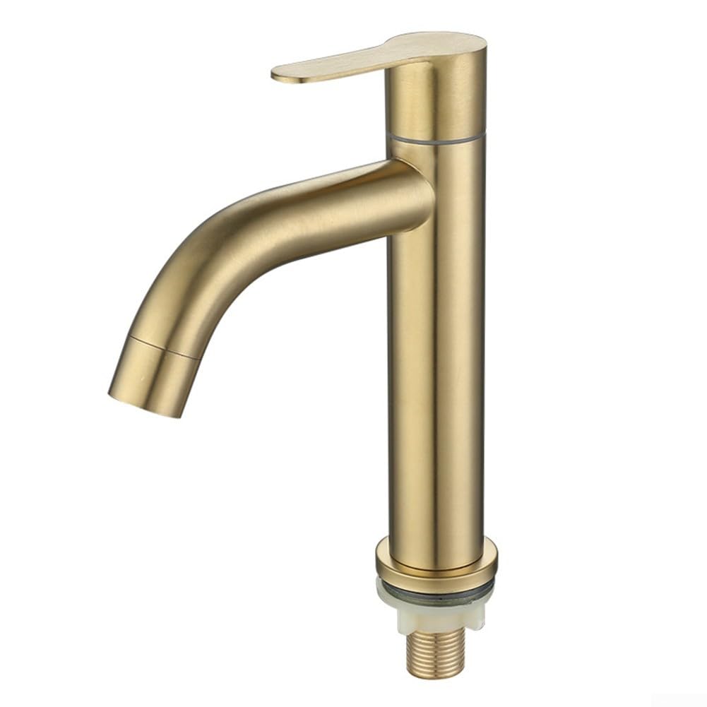 Waschbeckenarmatur, gebürsteter Edelstahl, goldfarben, 23-28 mm, Befestigungslöcher für Waschbecken