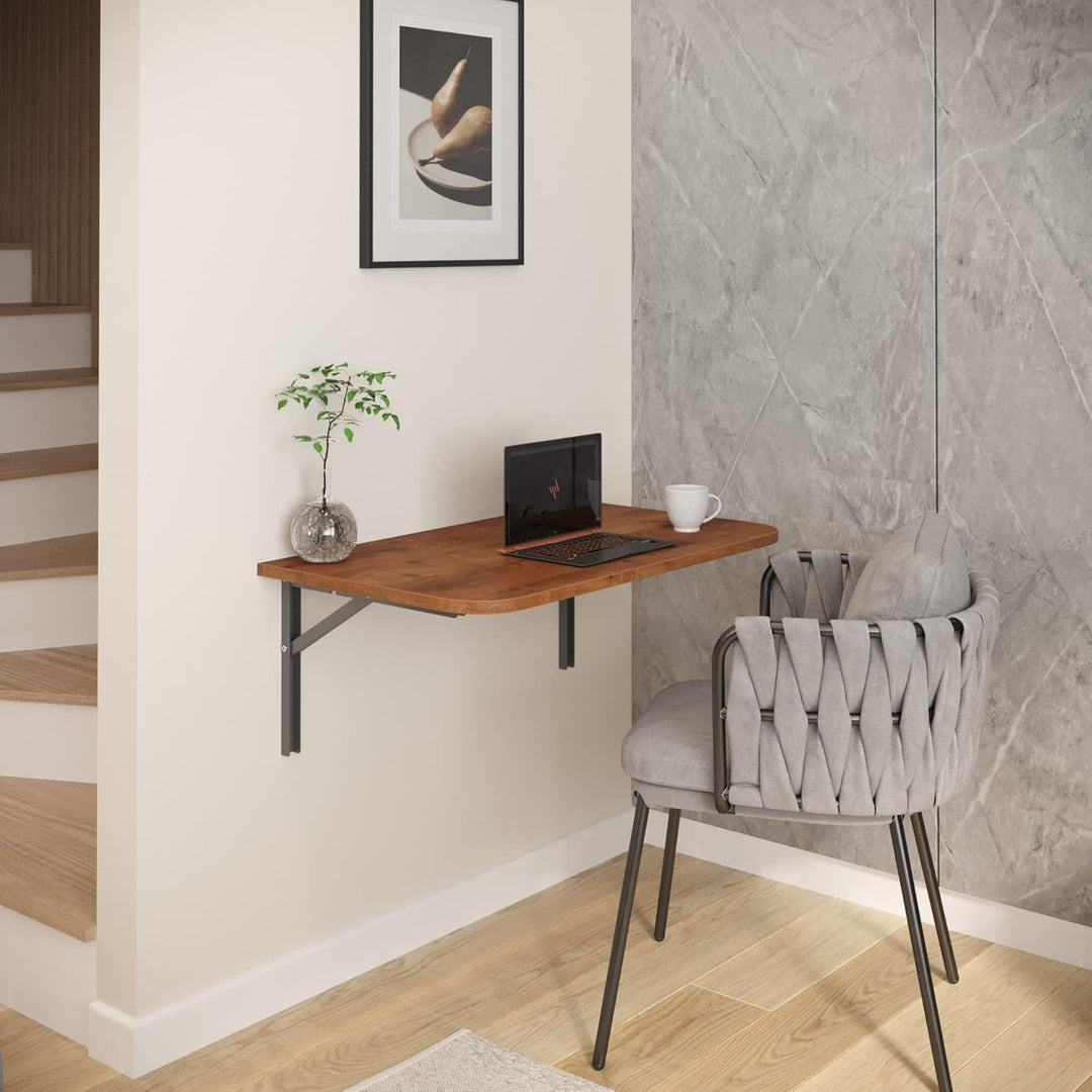 AKKE Klapptisch Wandklapptisch Esstisch - Klappbar Faltbar Platzsparend - Abgerundete Ecken - 90cm x