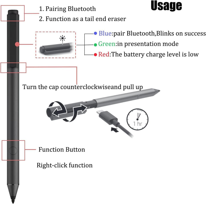 Tilt Pen für HP Tilt Pen (2MY21AA) Digitaler Eingabestift, 2 programmierbare Tasten, Bluetooth, aufl