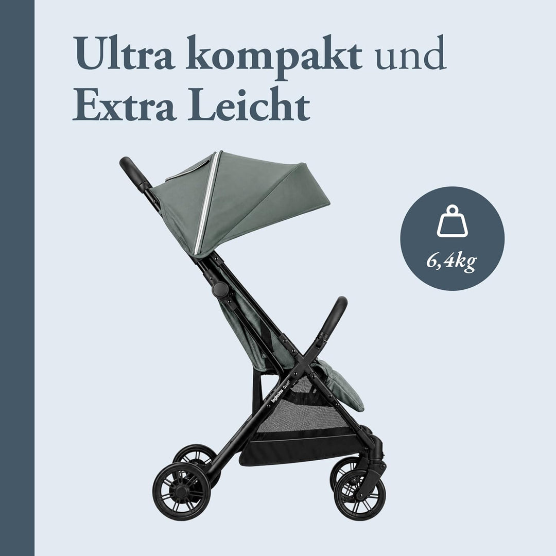 Inglesina Quid 2 Kinderwagen, leicht, bis 22 kg, kompakt, ideal für Flugzeug, Elephant Grey, grün, E
