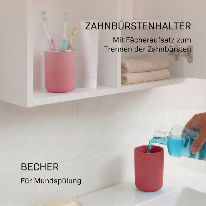 Badezimmer Set 6-teilig, Badaccessoires Komplettset Kunststoff, WC Garnitur mit Klobürste, Mülleimer