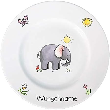 Kindergeschirr personalisiert - Frühstücksservice 3-tlg. Porzellan Tiermotive Teller Becher Schale p