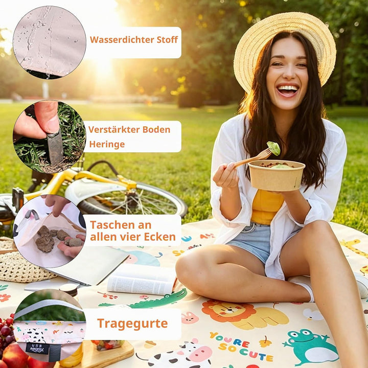 Piknik Decke Gross, Camping Teppich Outdoor, Sitzkissen Outdoor Faltbar,wasserdichte Picknickdecke,