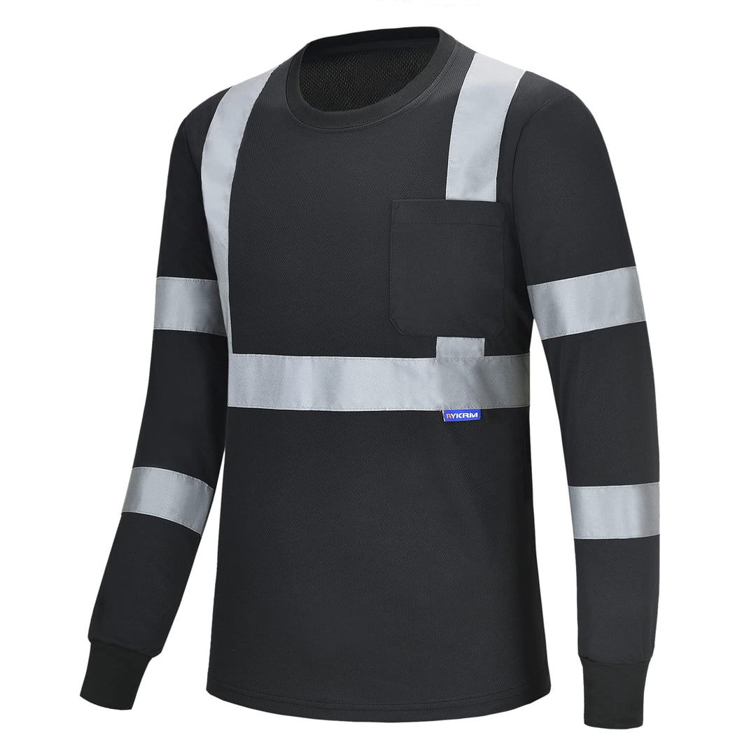 Warnschutz Shirt Langarm warn t Shirts Warnschutz Arbeitskleidung Eu-schwarz-langarm 8XL, Eu-schwarz
