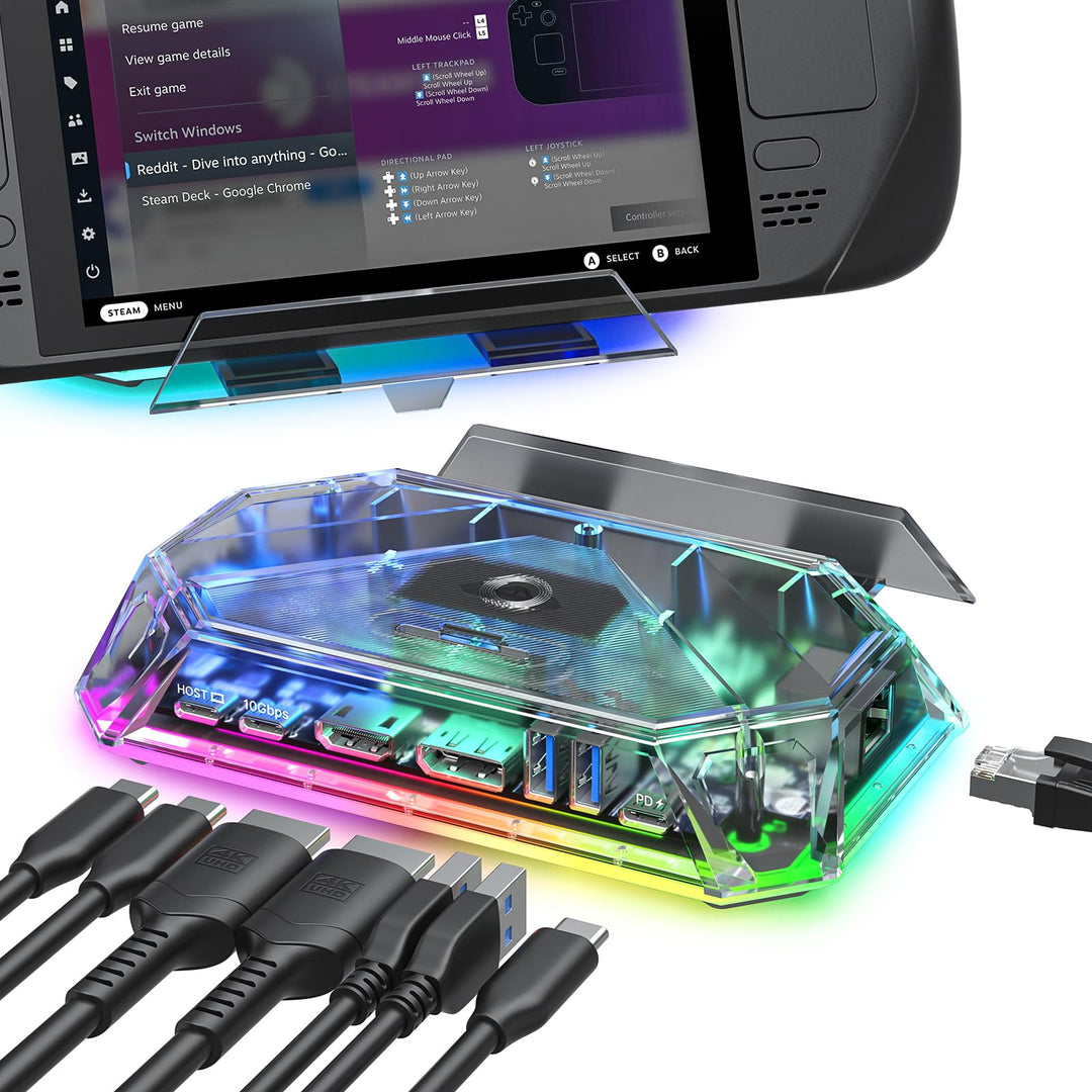 JSAUX RGB Docking Station für Steam Deck (OLED)/ROG Ally/Legion Go, 12-in-1 Steam Deck Dock mit 4K@1