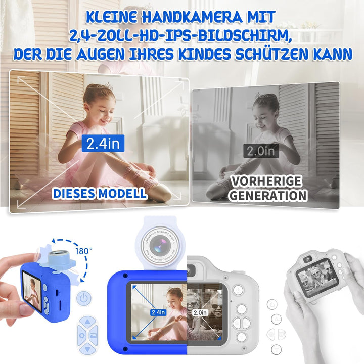 ARNSSIEN Digitalkamera für Kinder Kamera,2,4" IPS Kinderkamera mit 180°Flip | 1080P videokamera &amp; Se
