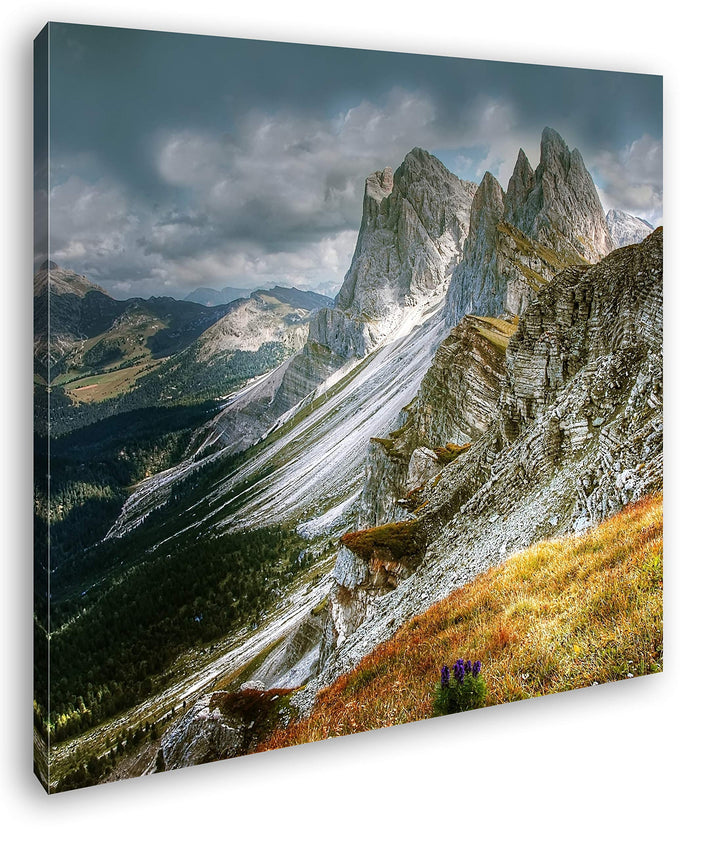 deyoli Dolomiten Format: 60x60 als Leinwandbild, Motiv fertig gerahmt auf Echtholzrahmen, Hochwertig