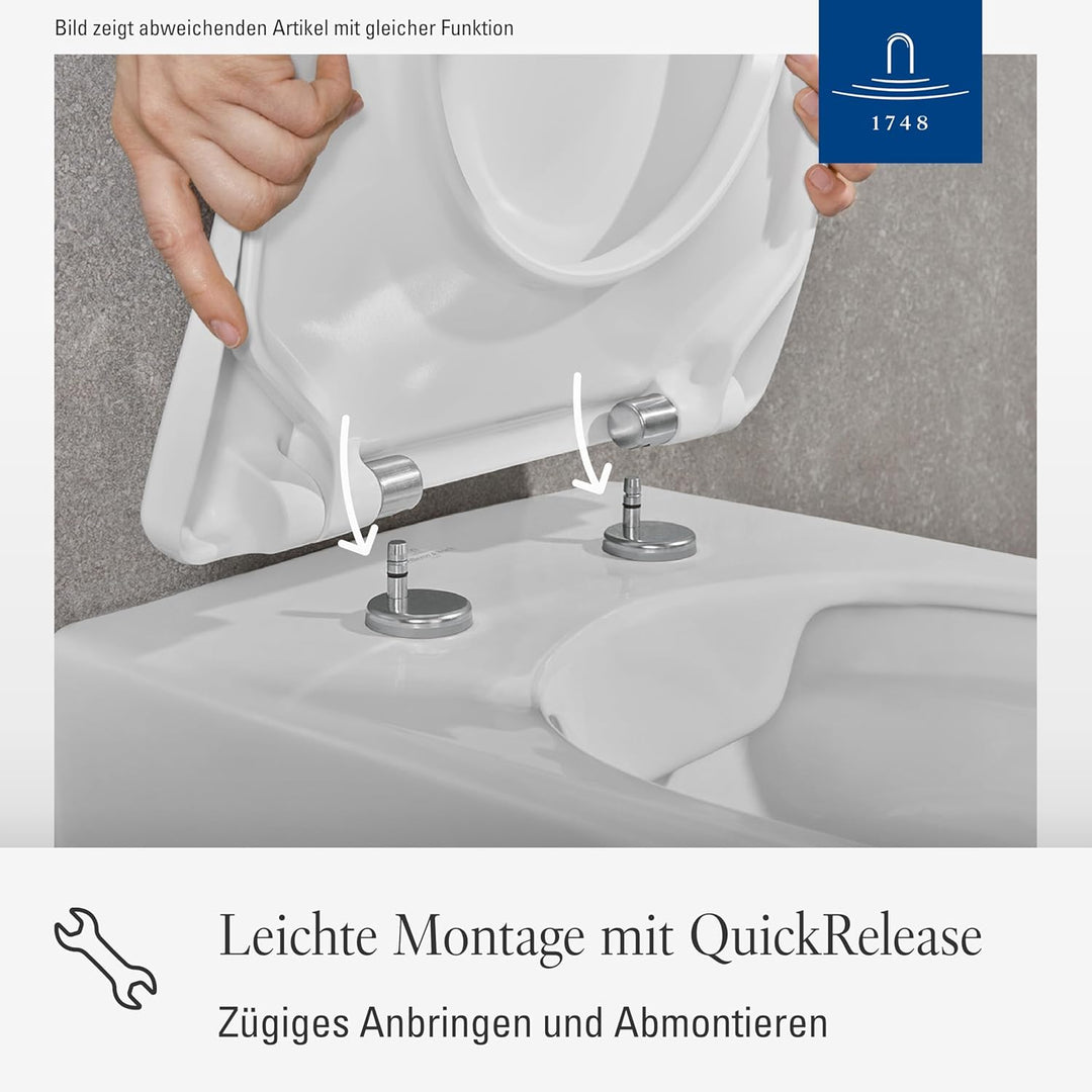 Villeroy & Boch Universal WC-Sitz - Toilettendeckel Weiss glänzend mit Absenkautomatik (nach Montage