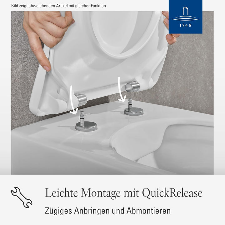 Villeroy & Boch Universal WC-Sitz - Toilettendeckel Weiss glänzend mit Absenkautomatik (nach Montage