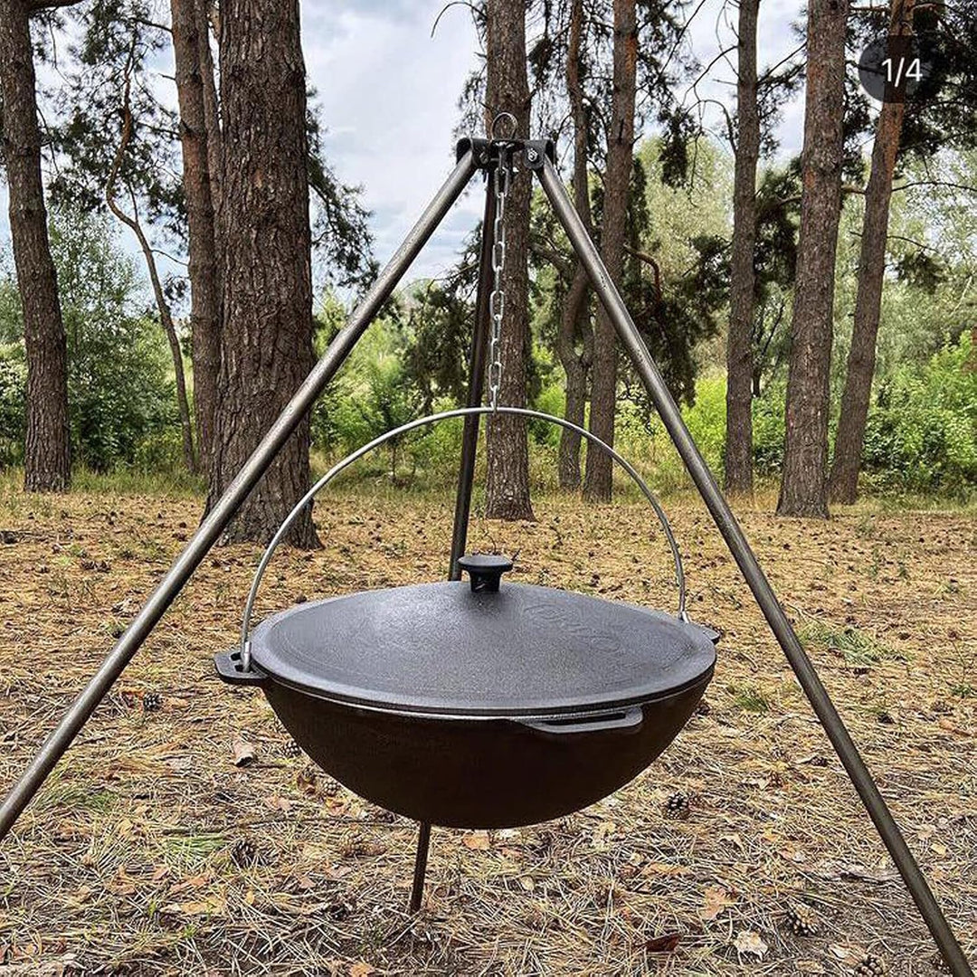4BIG.fun Gusseisen Kazan 6 L Schwenktopf Kasan mit Deckel aus Gusseisen Wokpfanne Grill Cast Iron Ca