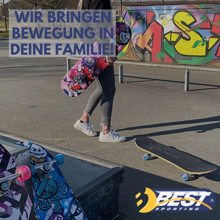 BEST SPORTING Skateboard A3 Kid Octopus – Skateboard 78 cm für Kinder mit rutschfestem Deck – 7-lagi