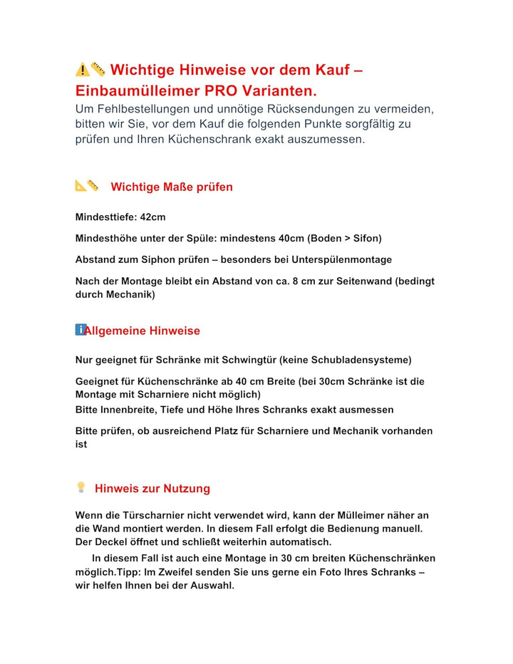 Ausziehbarer SMART Einbaumülleimer, Abfalleimer, Mülleimer „Müllomatic PRO 1“ mit automatischem Ausz
