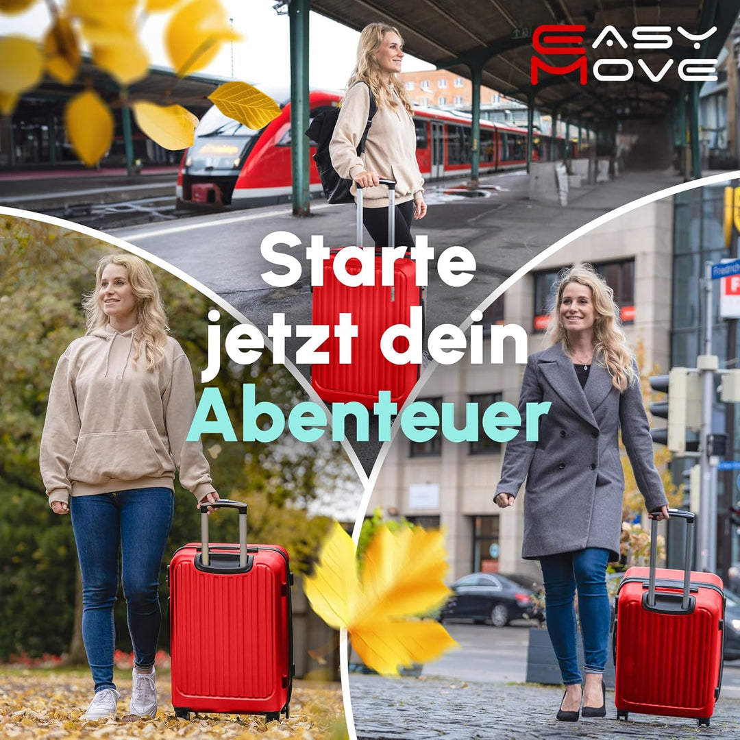 ABS Hartschalenkoffer - Ergonomisch & Sicher - Trolley Koffer Set 3-teilig mit 360° Rädern, Zahlen-S