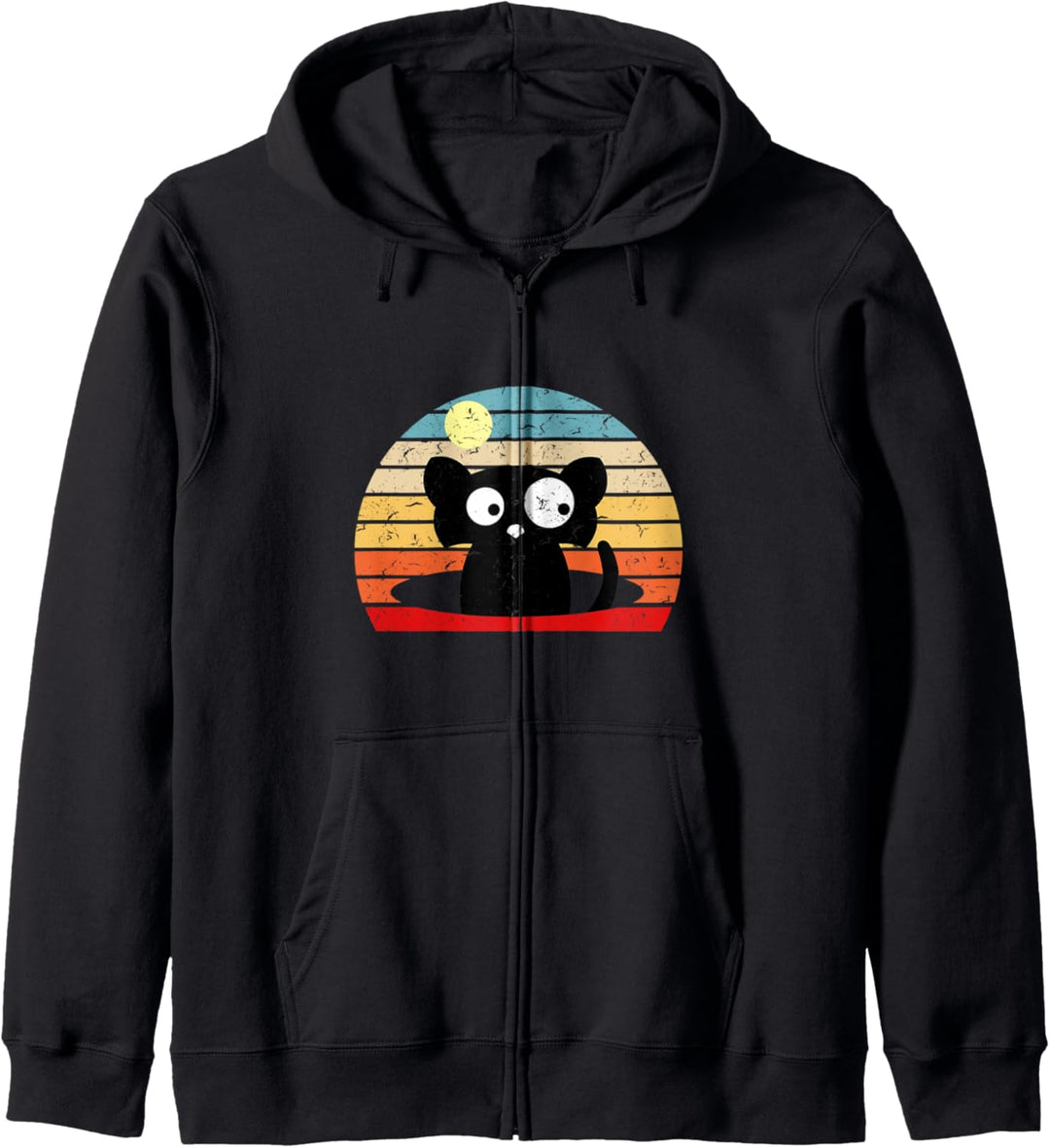 Vintage Black Cat Lover Retro Style Cats Kapuzenjacke