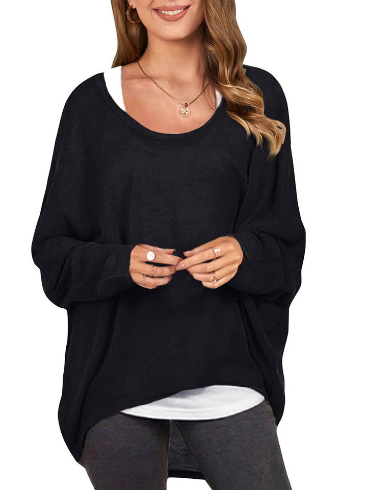ZANZEA Damen-Pullover, Übergrösse, Feldermausärmel, Langarm-Oberteil, asymmetrisches Shirt, Freizeit