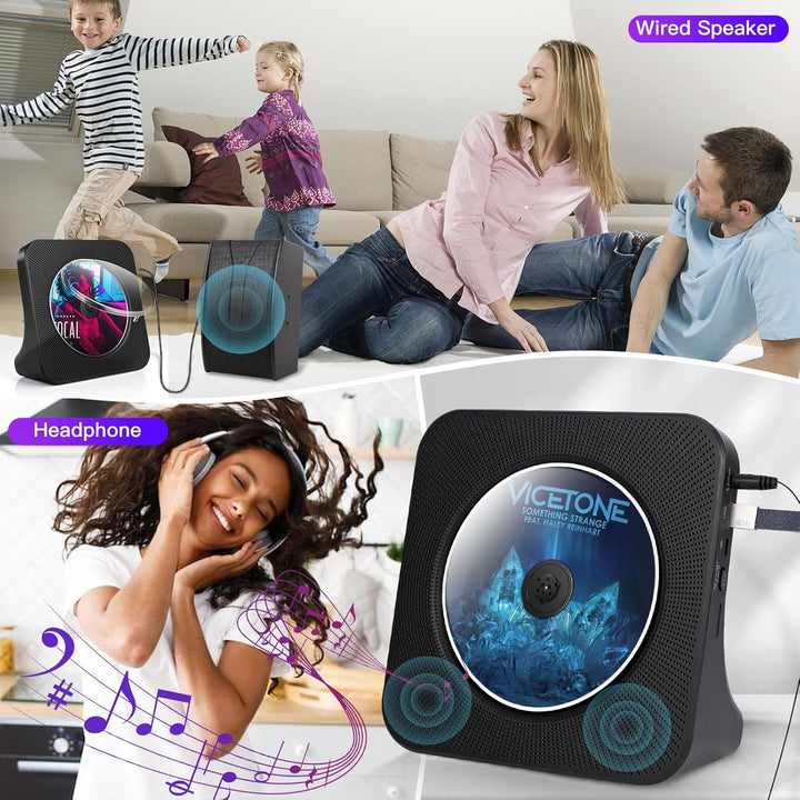 Desktop-CD-Player mit Bluetooth-Sender, tragbarer CD-Player mit Lautsprechern &amp; Timer, Radio-CD-Play