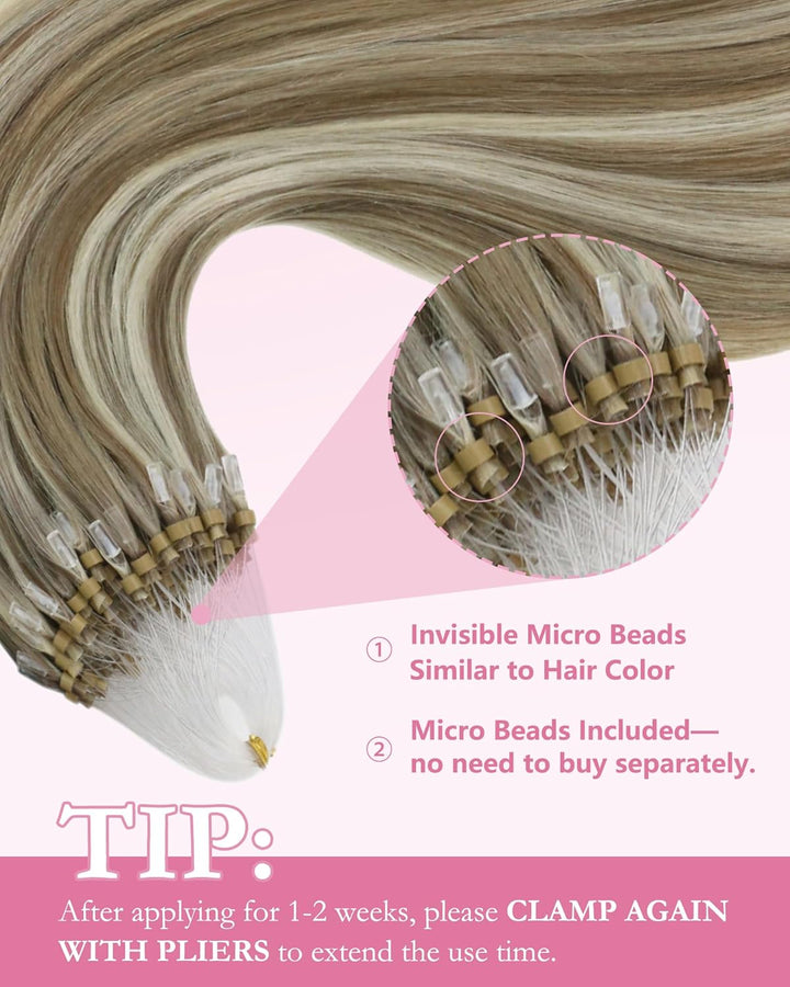 YoungSee Extensions Echthaar Microring Hellbraun Microring Extensions Echthaar 45 cm Microring Haarv