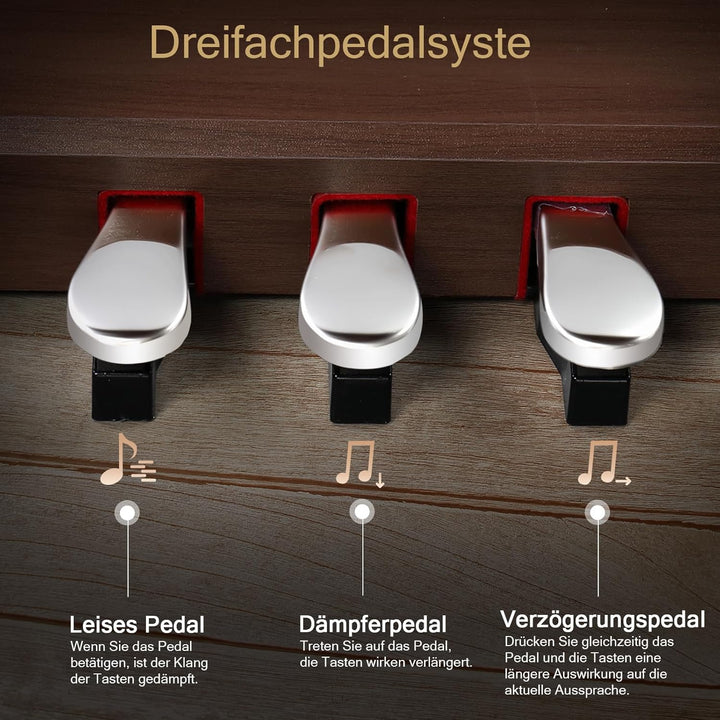 LEADZM 88 Tasten Digital Piano, Voll Gewichtete Tastatur, E-Piano mit MIDI-USB, Audio Bluetooth und