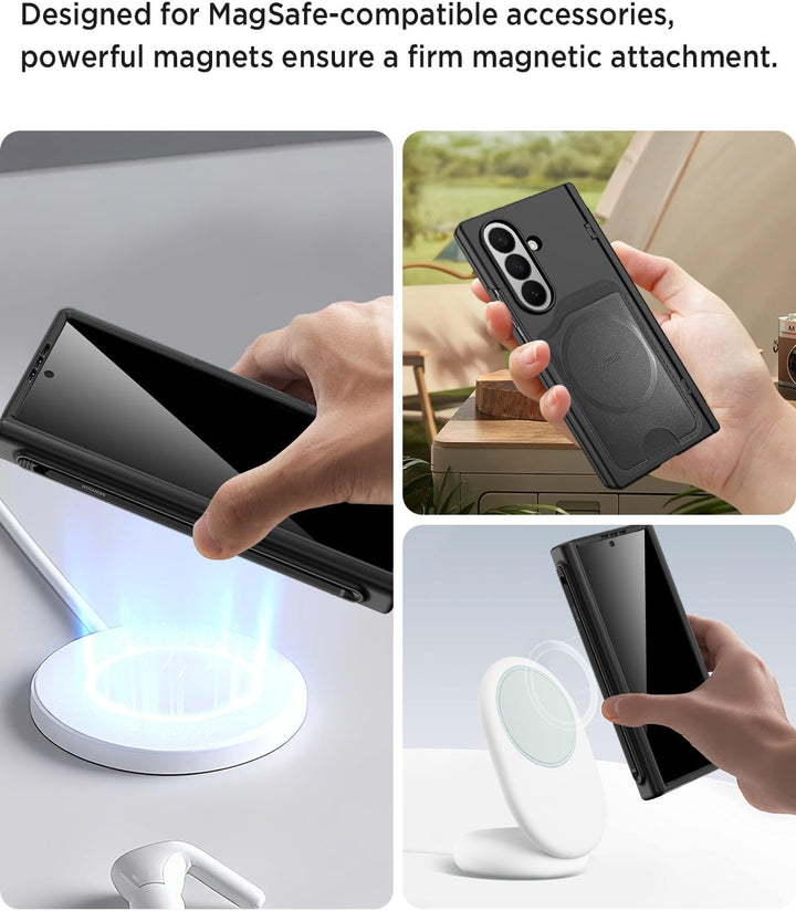 Miimall Magnetisch Hülle Kompatibel mit Samsung Galaxy Z Fold 7 Hülle mit S-Pen &Stifthalter, [Anti-