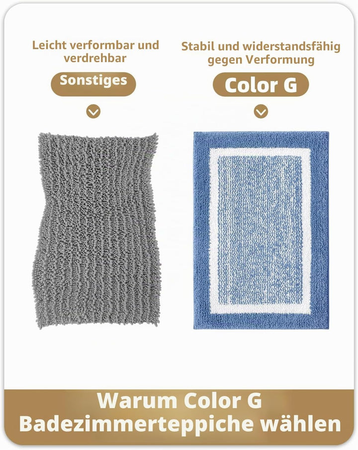 COLOR&GEOMETRY Kleine Badteppiche rutschfest Waschbar Absorbierende Badvorleger Weiche Badezimmertep