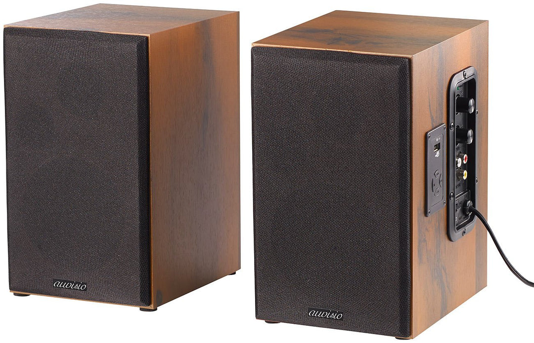 auvisio Lautsprecher Holzgehäuse: Aktives Stereo-Regallautsprecher-Set im Holz-Gehäuse mit Bluetooth