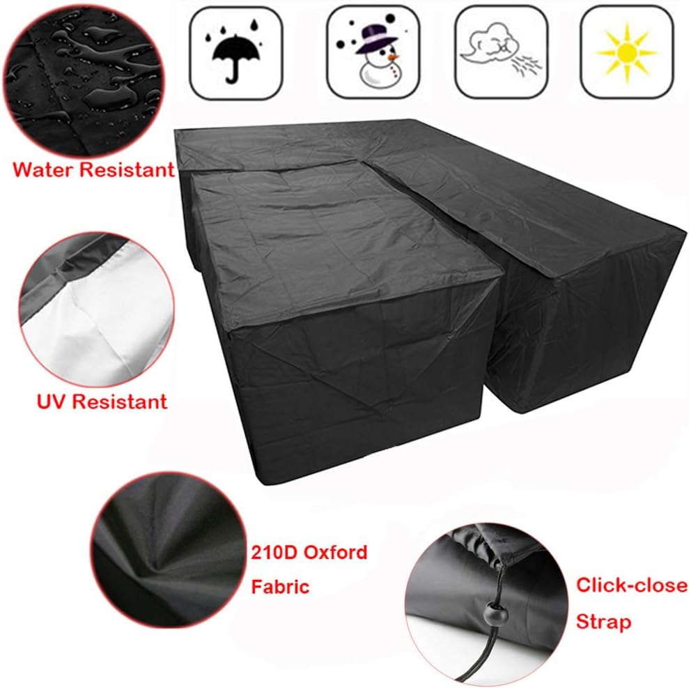 L-förmigen abdeckung lounge sofa - lounge abdeckung l-form mit Spannschnüren unten,210D abdeckplane