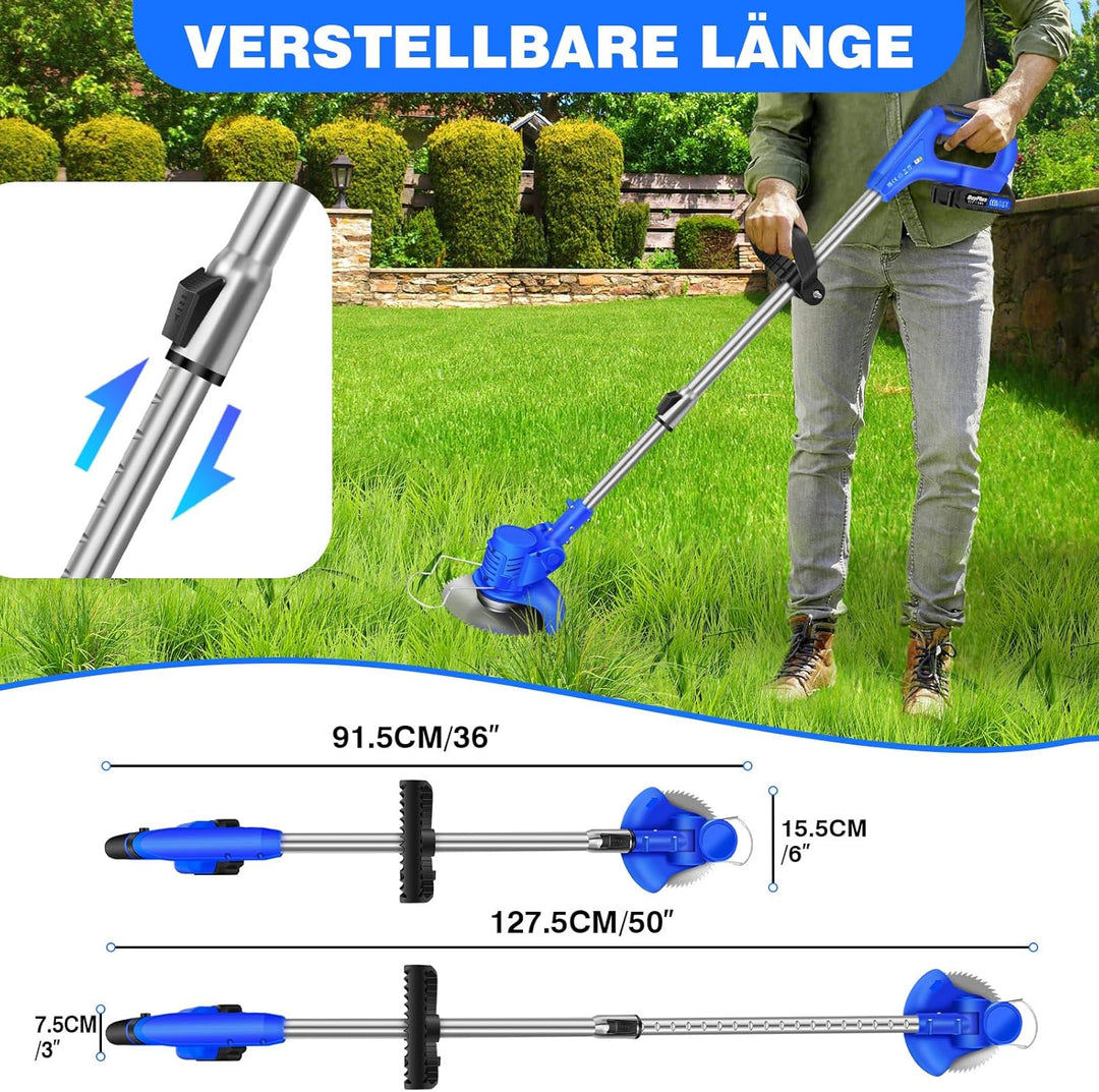 Akku Rasentrimmer mit Akku 21V Freischneider Elektrischer Rasentrimmer Mit Batterien Akku Motorsense