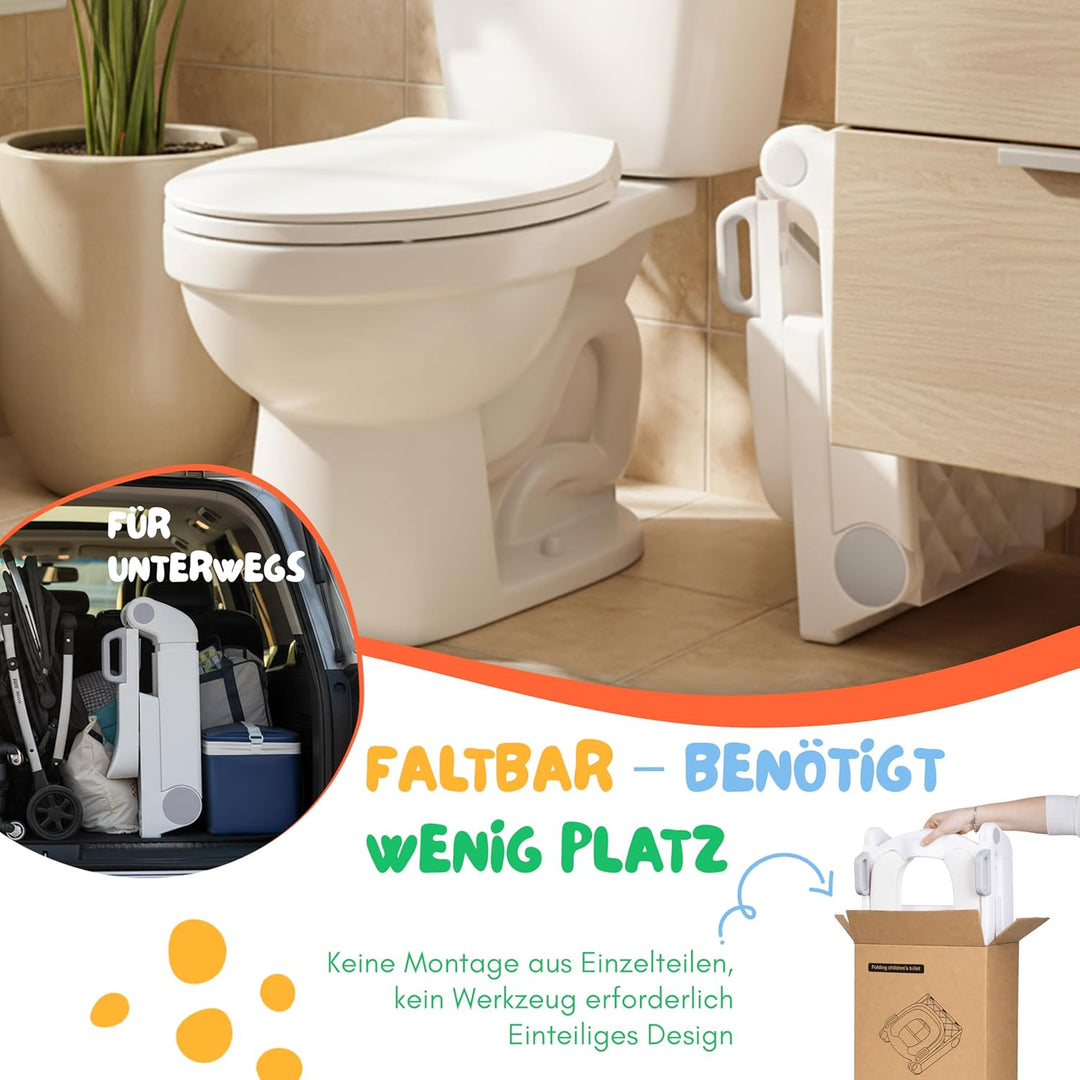 Toilettensitz Kinder mit Treppe Grau ab 1,5 Jahren - 2-in-1 Toilettentreppe für Jungen und Mädchen -