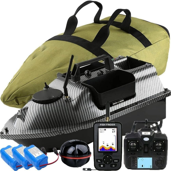 500M 3 Hopper GPS futterboot RC Fishing Bait Boot, LCD Sensor Fischfinder, Mit Handtasche, 12000mAh