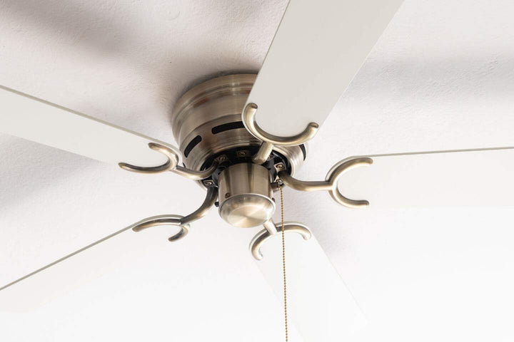 Pepeo - Kisa Deckenventilator ohne Beleuchtung | Ventilator mit Zugschalter in Antik-Messing mit Wen